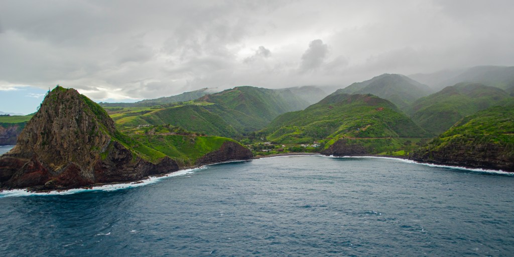 Fly by of the Island Molokai Hawaii
